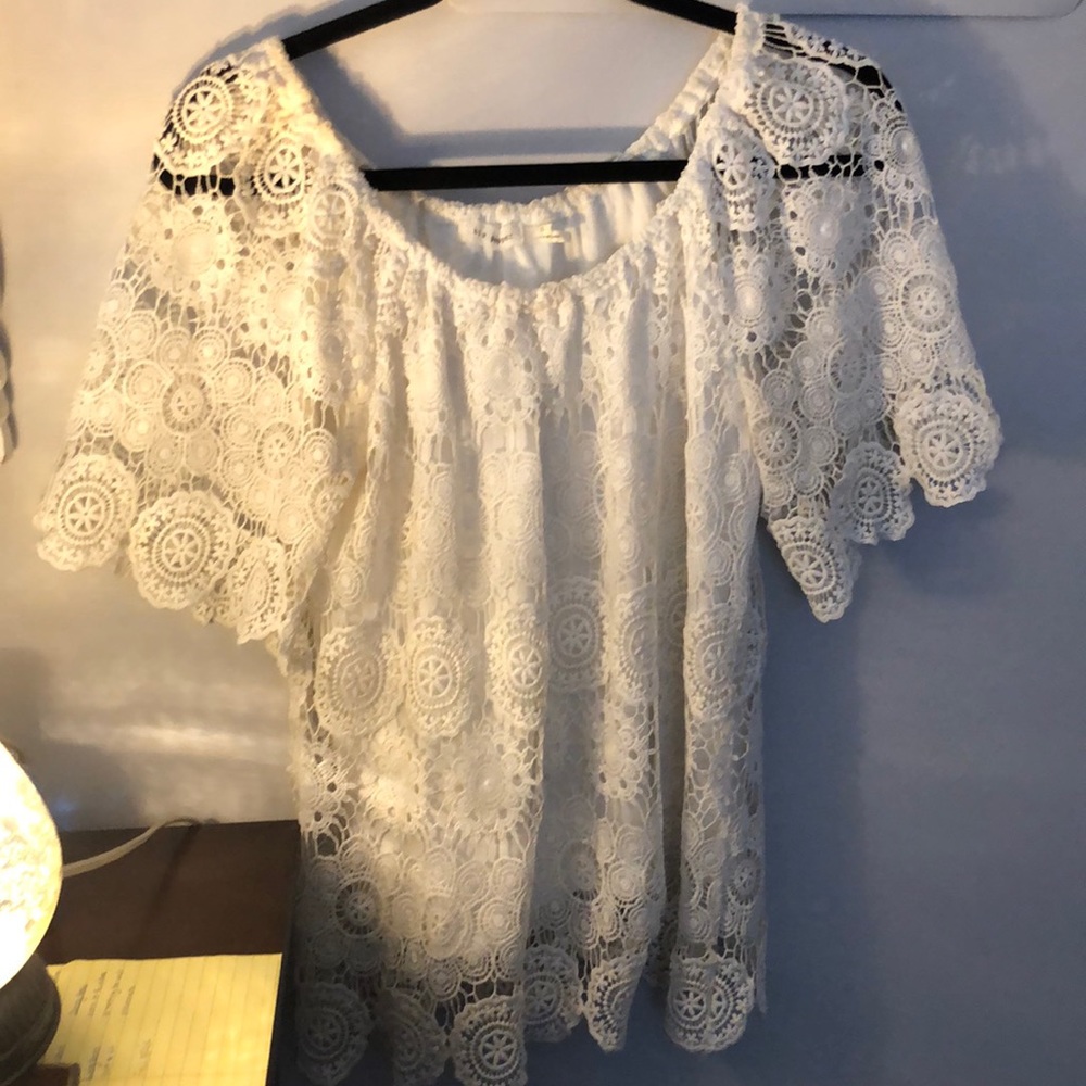 White Crochet Off The Shoulder Blouse